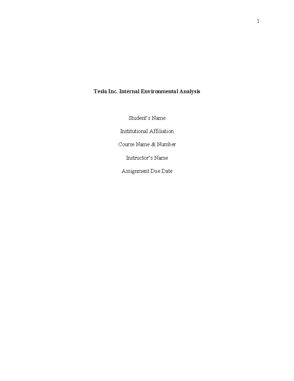 Tesla Inc. Internal Environmental Analysis: Insights and Strategies ...