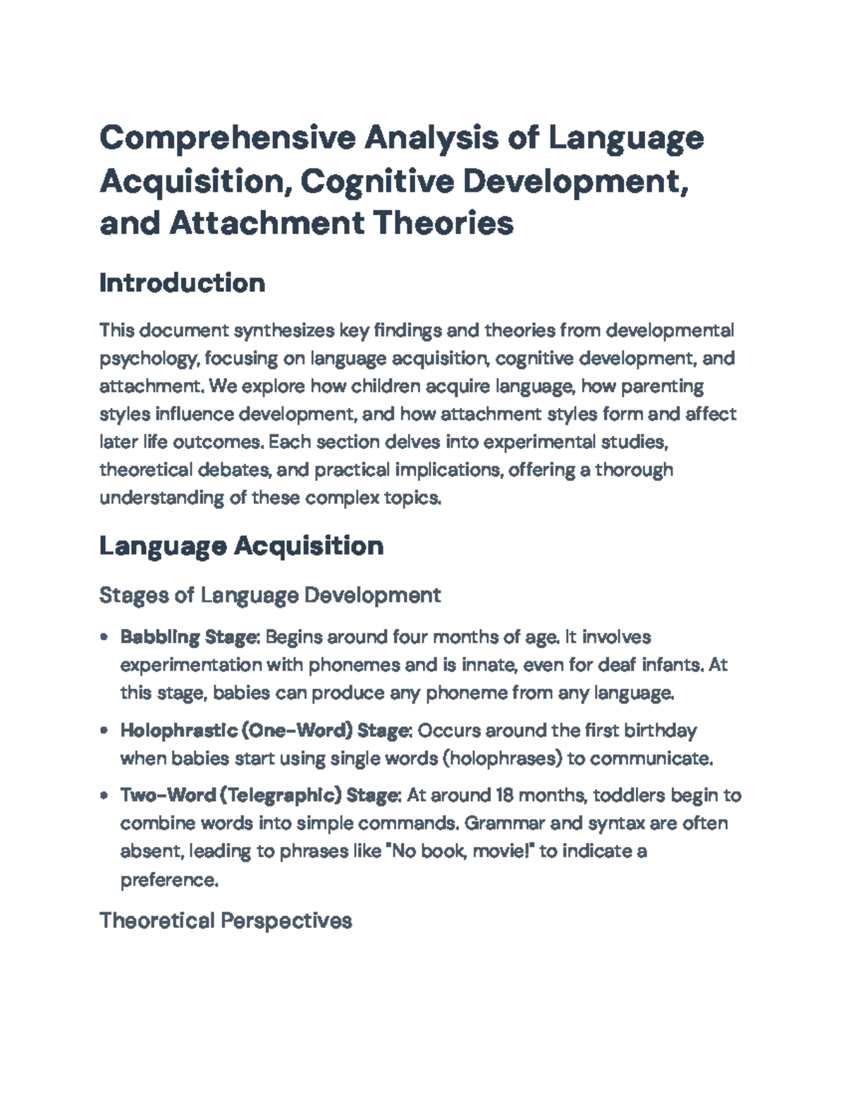 Developmental Psychology Insights: Language, Cognition, & Attachment ...