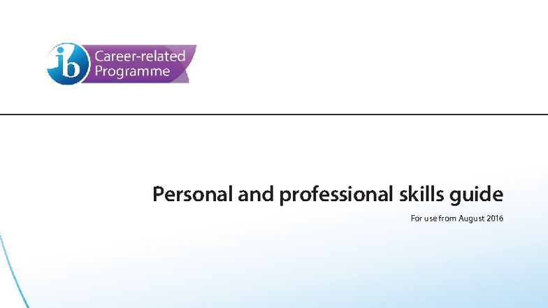 Personal and Professional Skills Guide for IB Programme - Studocu