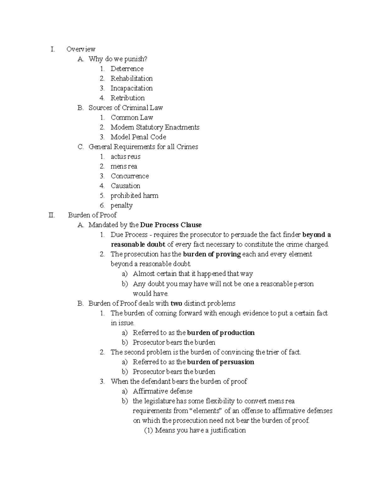 Criminal Law Outline and Key Concepts for Study - Studocu