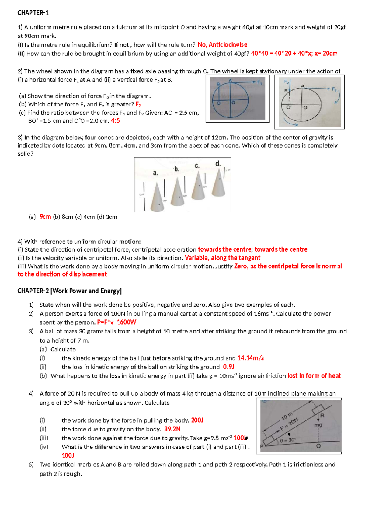Board Chapterwise Practice Sheet Class 10 Physics - CHAPTER- A uniform ...
