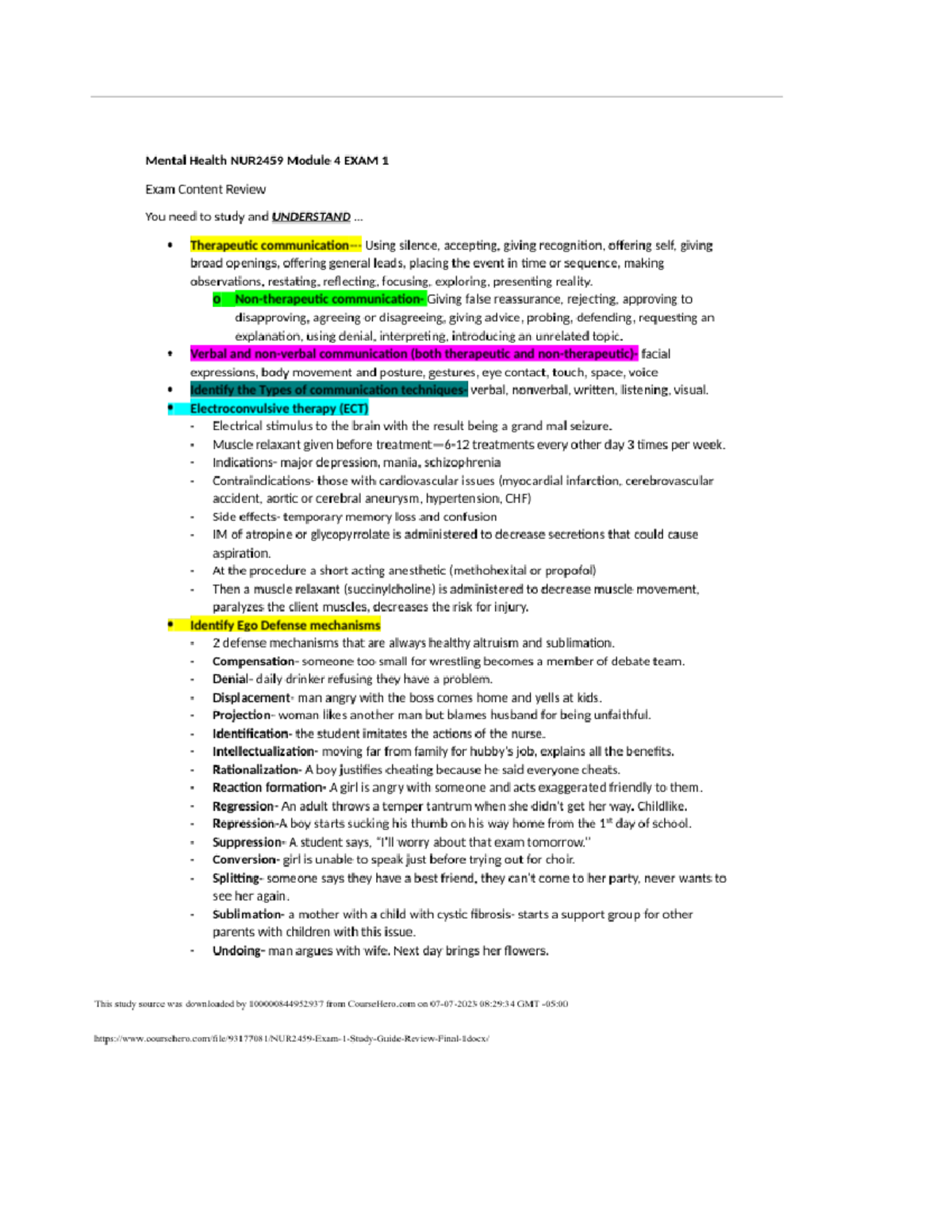 NUR2459 Final Exam Study Guide and Review Notes - Studocu