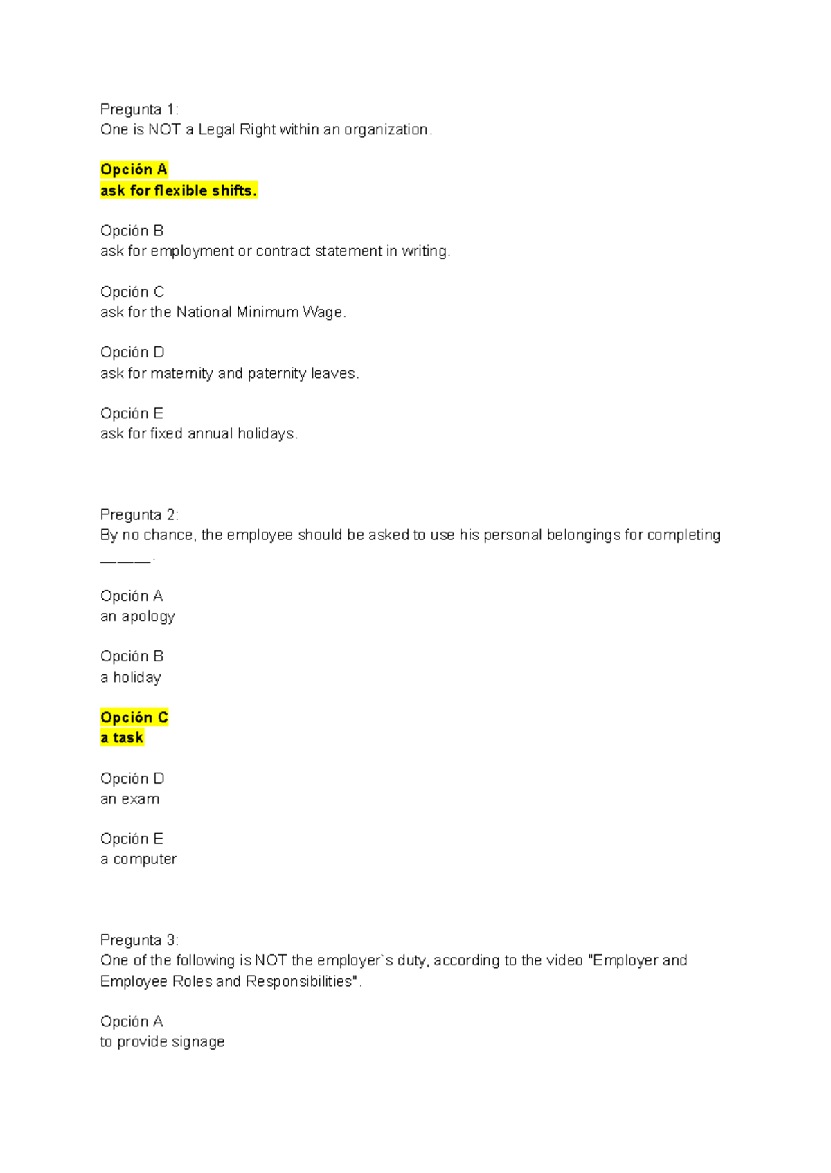 Self-Assessment Week 16 - Ingles Tecnico: Legal Rights & Employee ...
