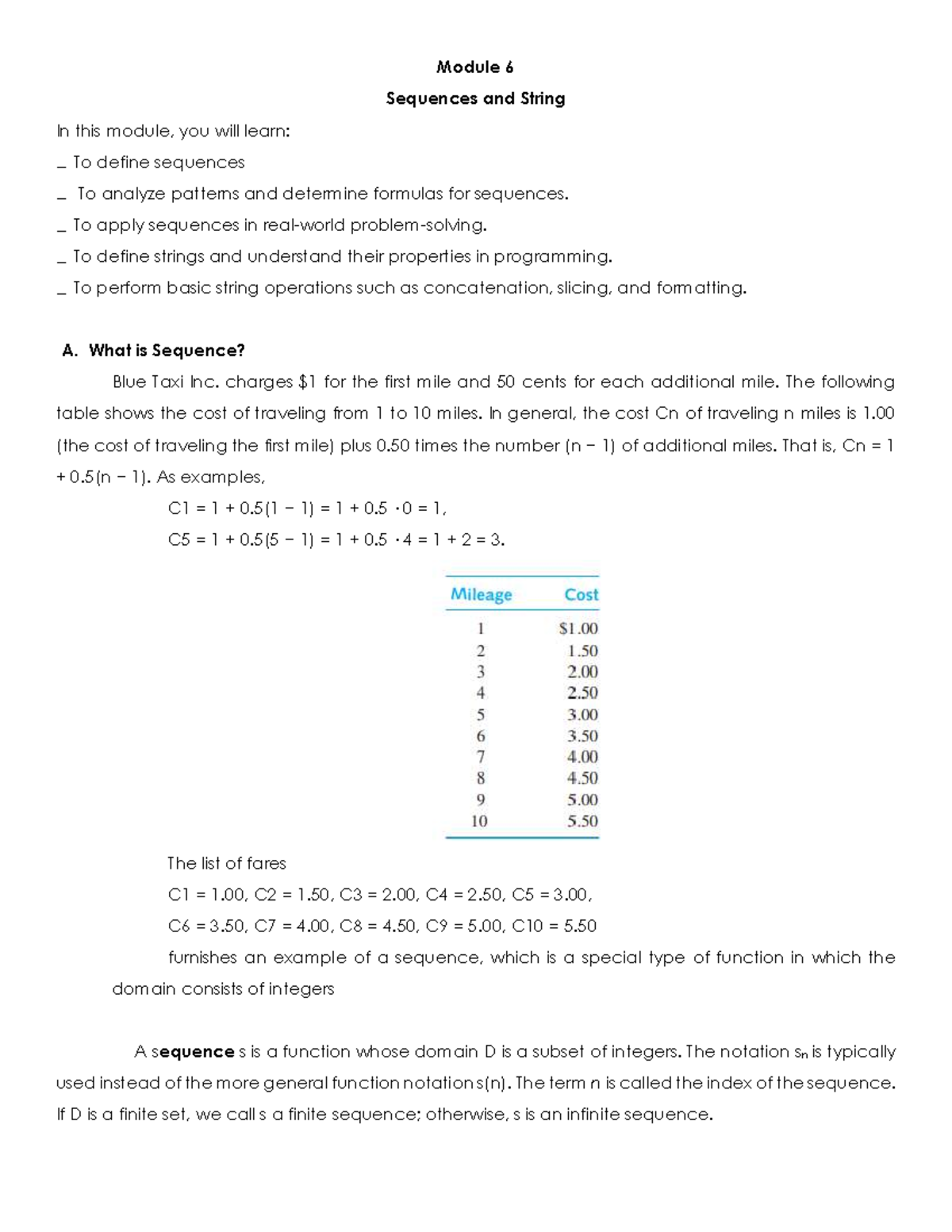 Module 6: Sequences and Strings in Programming - Studocu