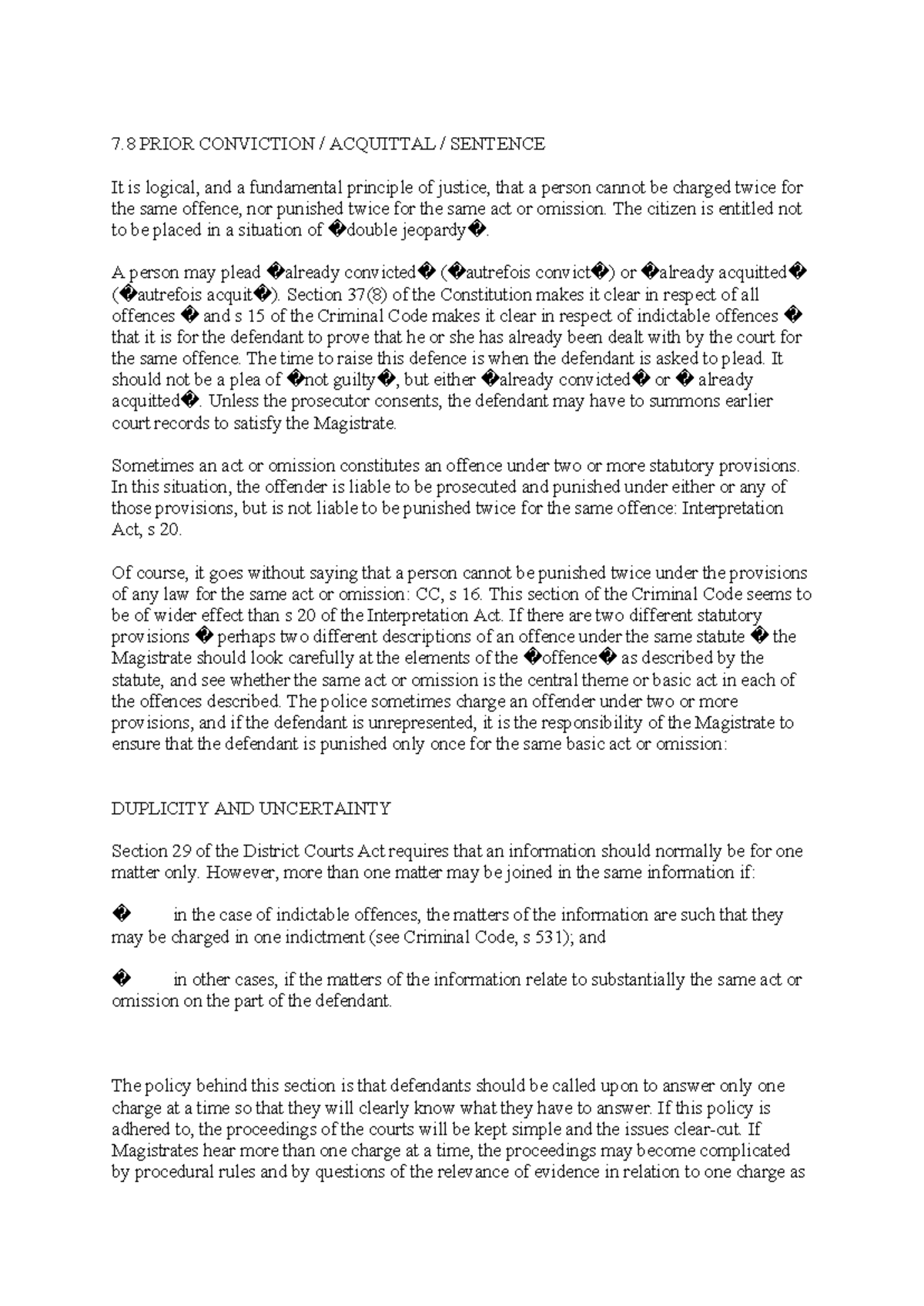 7.8 & 8 - Understanding Double Jeopardy Principles in PNG Law - Studocu