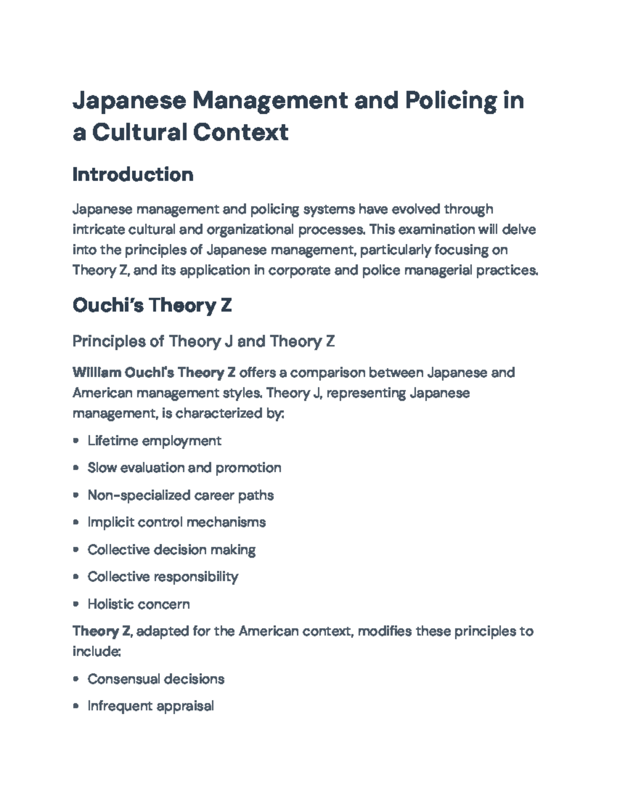 Japanese Management and Policing Practices: Insights from Theory Z ...