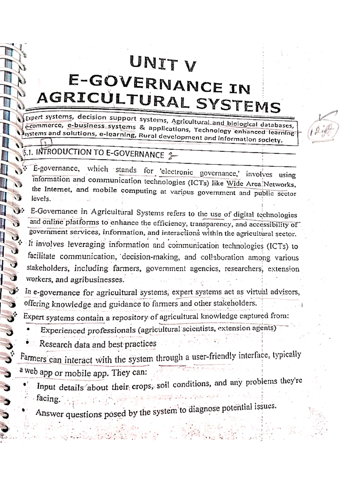 ITA UNIT 5 Notes - ita unit5 - UNIT V IN AGRICULTURAL SYSTEMS Expert ...