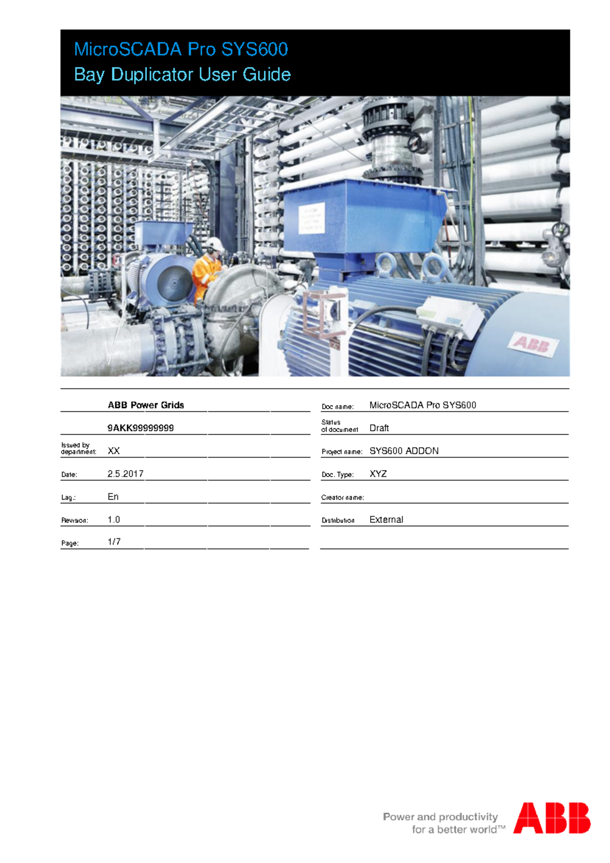 Bay Duplicator User Guide - hgghhh ABB Power Grids Doc name: MicroSCADA ...