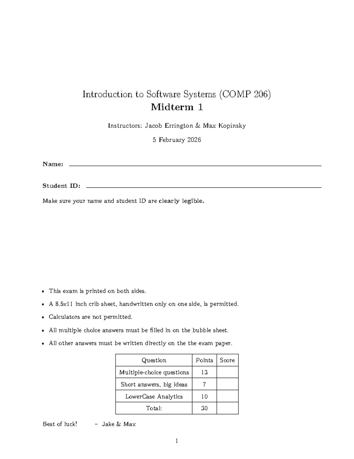 COMP 206 Midterm 1 Practice Exam - Software Systems Introduction - Studocu