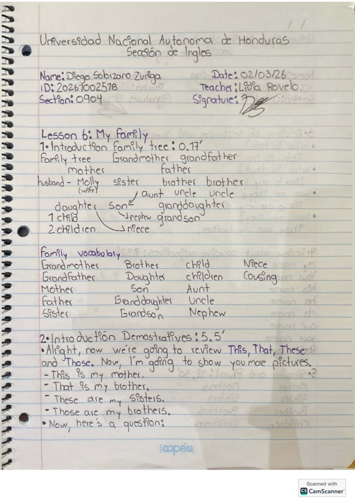 Inglés 0904: Lesson 6 - My Family Vocabulary & Review - Studocu