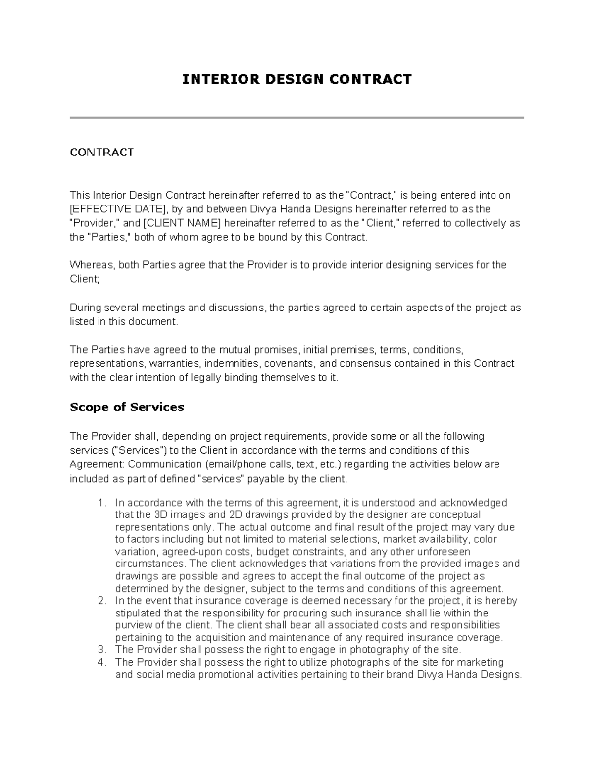Interior Design Contract: Terms, Services & Legal Obligations Guide ...