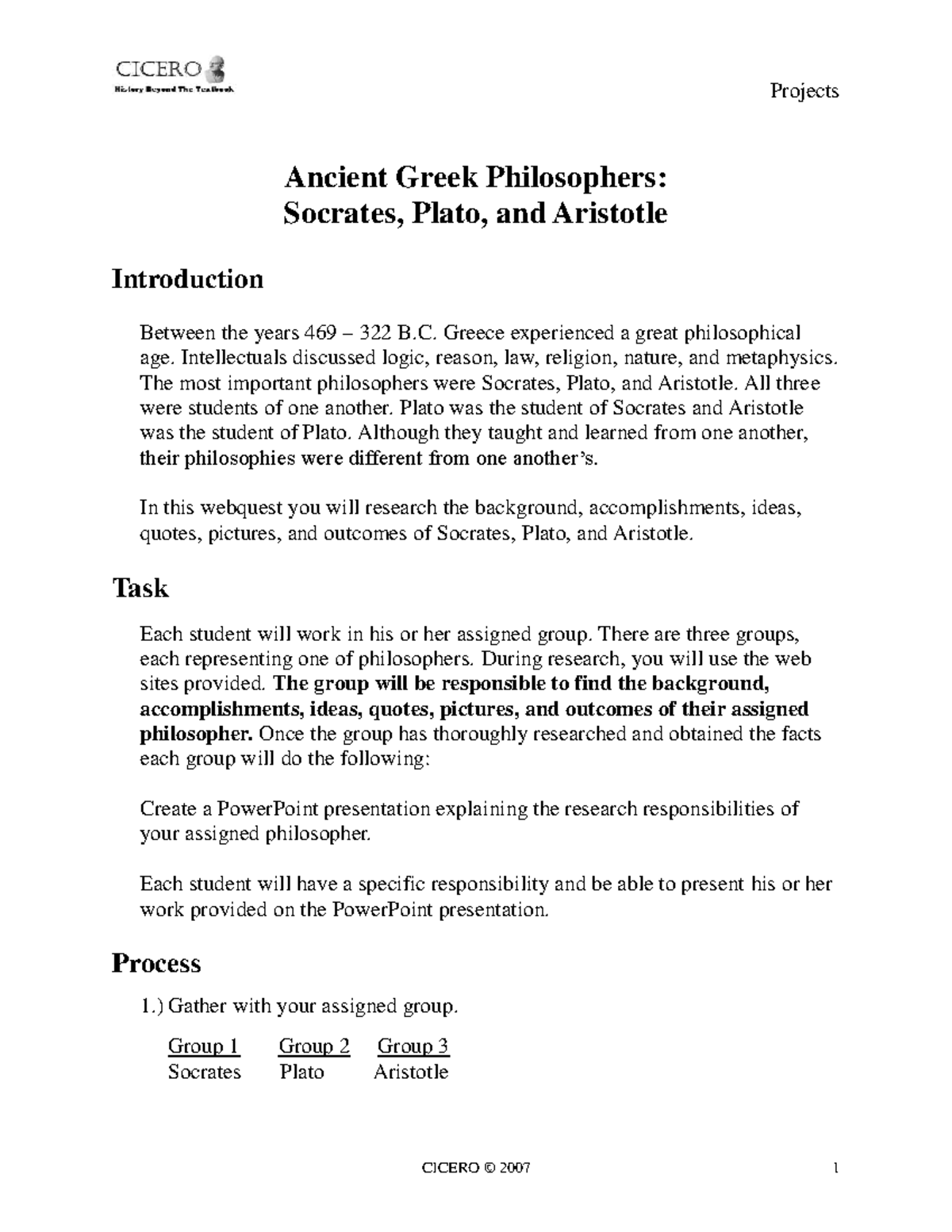 Projects on Ancient Greek Philosophers: Socrates, Plato, Aristotle ...