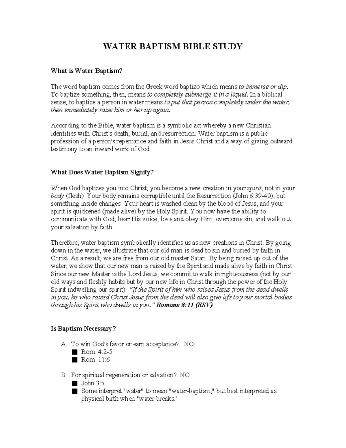 Adult Baptism Study: Understanding the Significance of Water Baptism ...