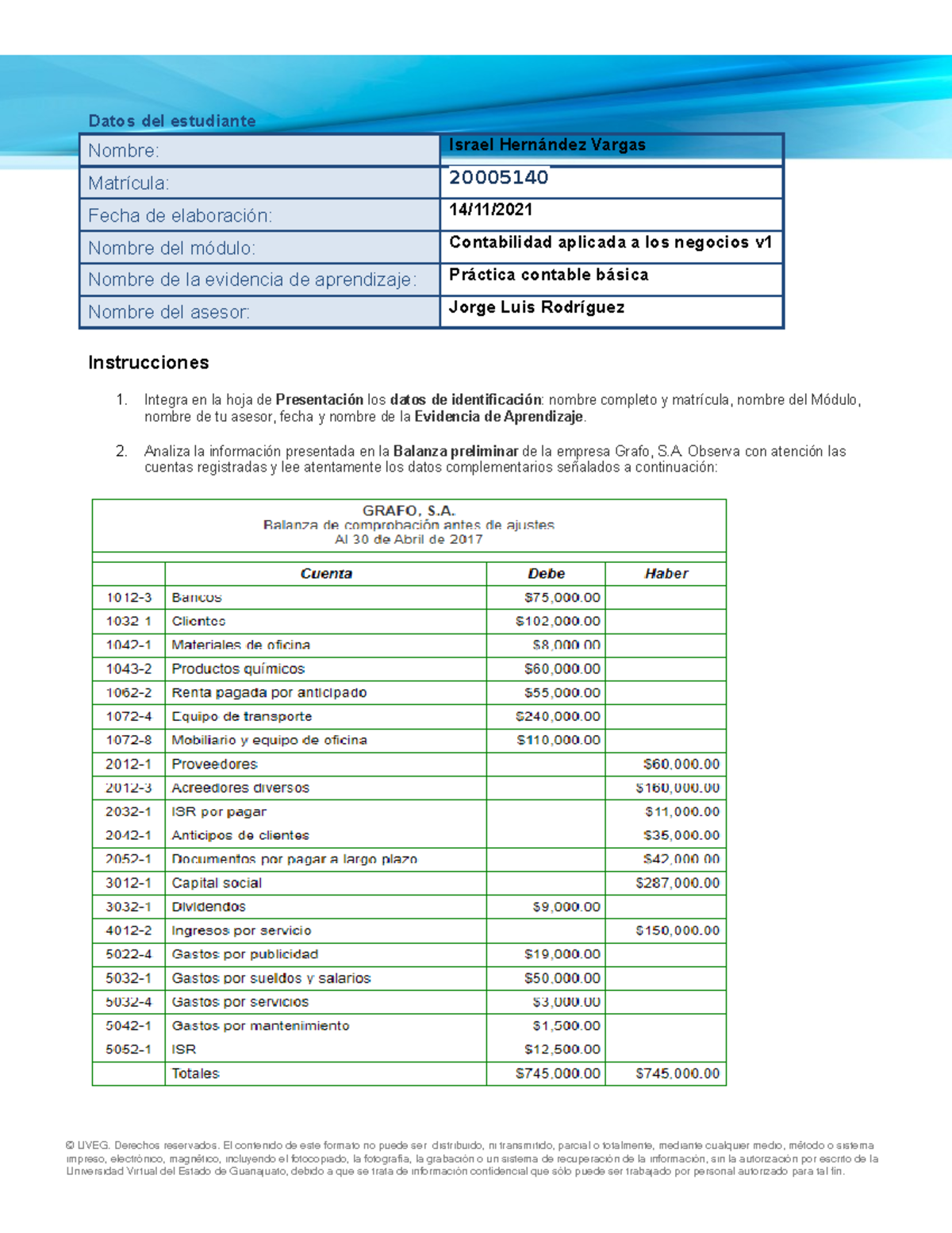 práctica contable - Contabilidad Administrativa - UVEG - Studocu