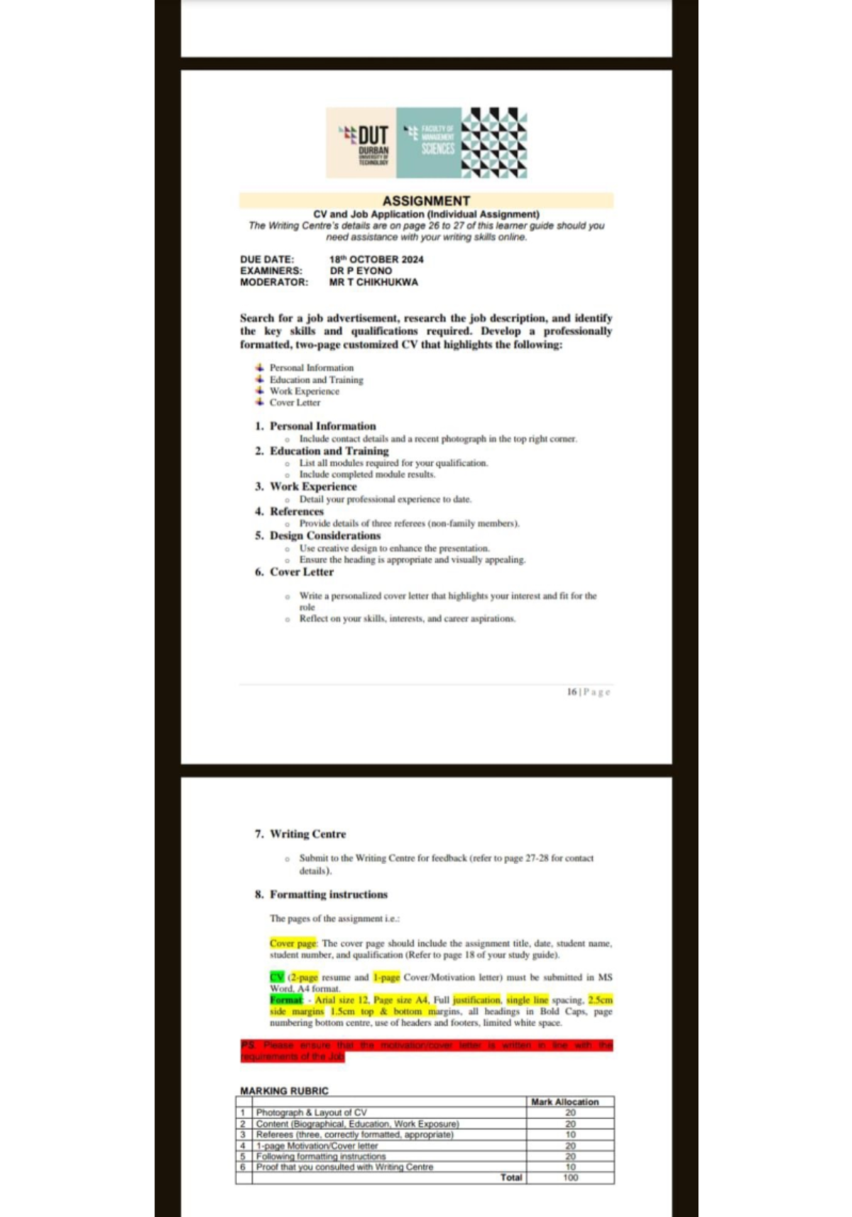 WKPR - Write all this - DUT FACULTY MANAGEMENT DURBAN UNIVERSITY RE ...