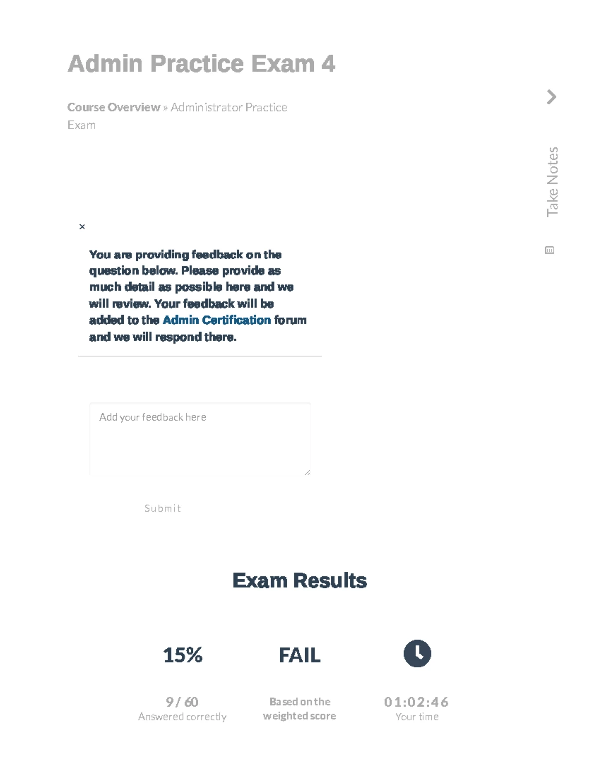 Admin Practice Exam 2 Feedback and Results Overview for Admin Cert ...