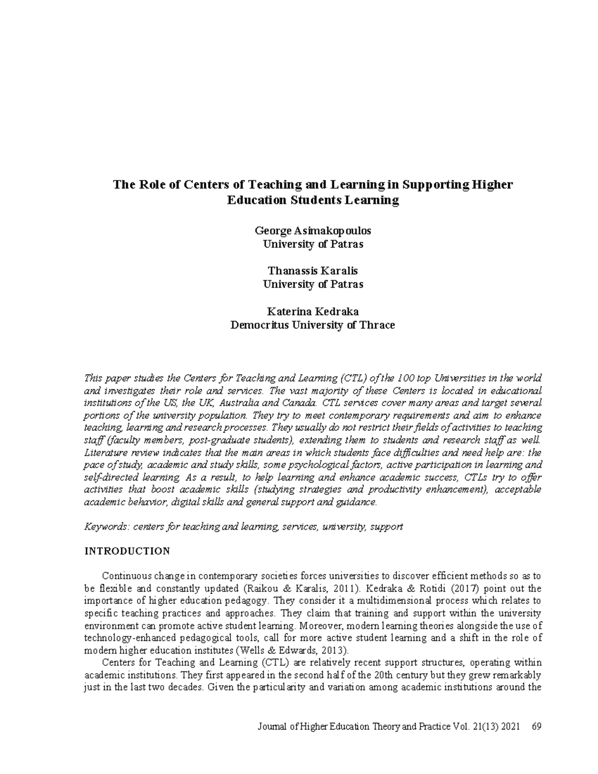 The Role of Centers for Teaching and Learning in Higher Ed Support ...