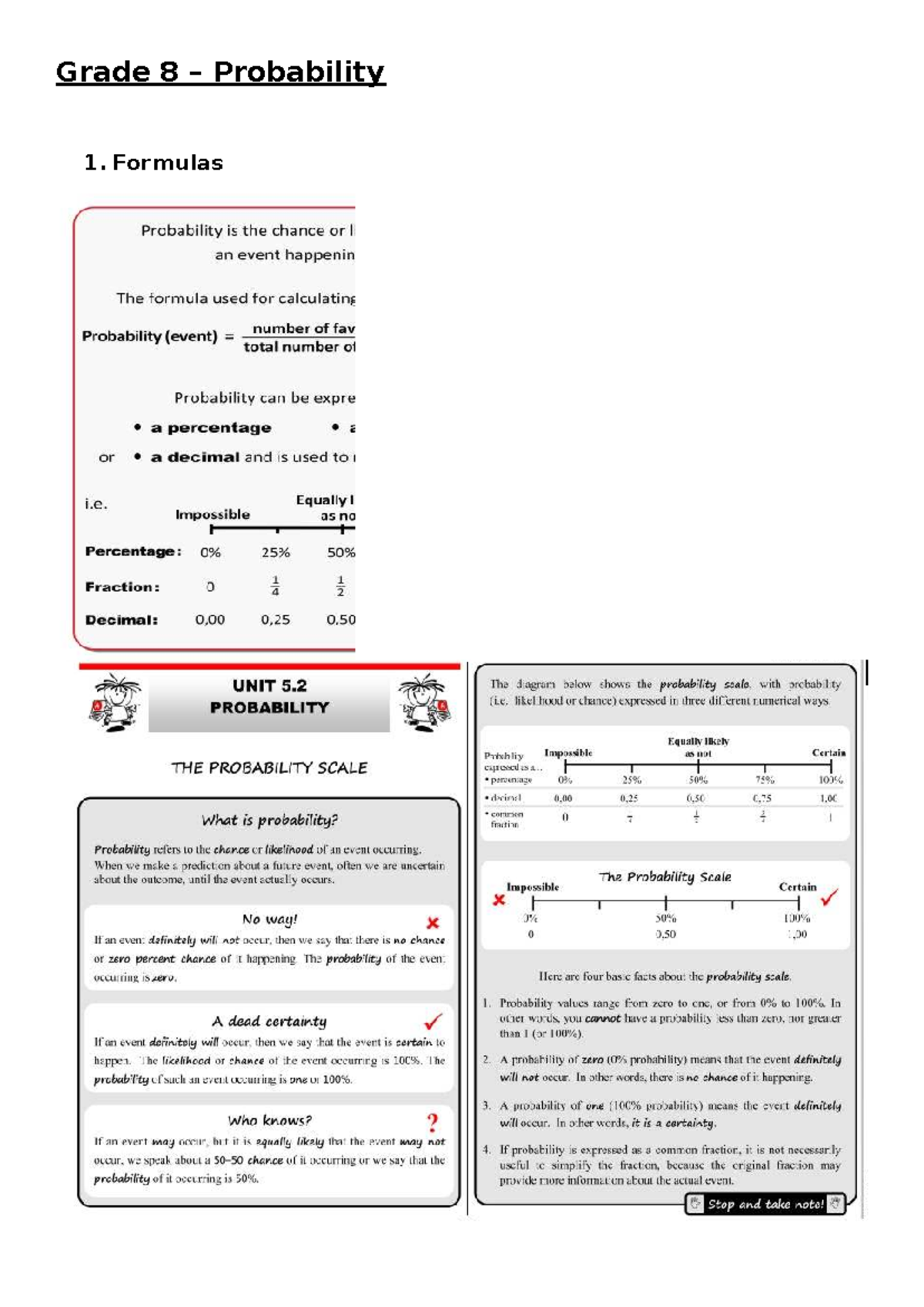 Grade 8 Probability Lesson Plan: Formulas & Examples - Studocu