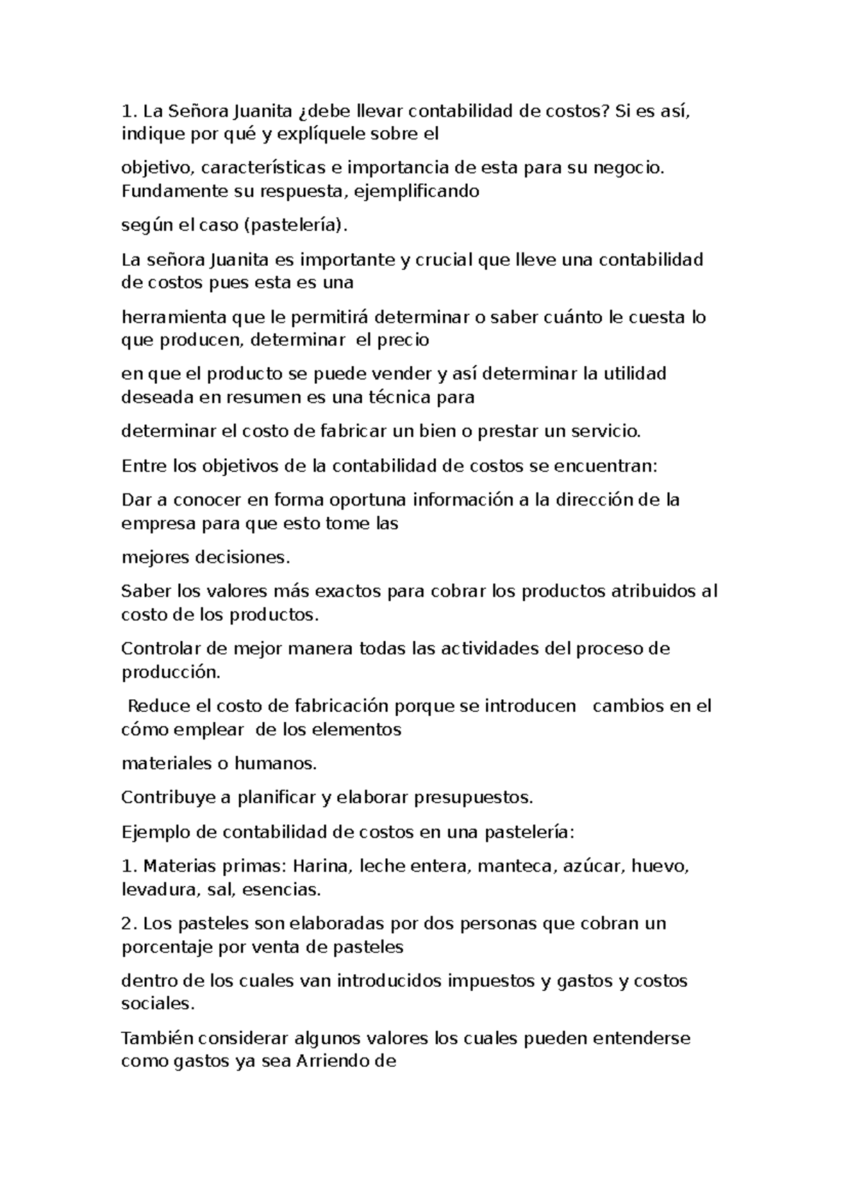 Costos y Presupuestos - Análisis y Ejemplos en Pastelería Sem 1 - Studocu