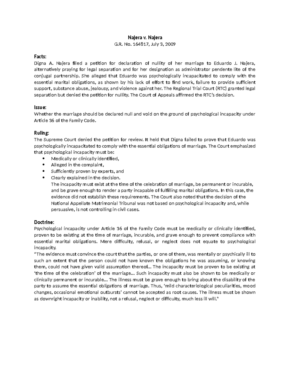Case Digest on Nullity of Marriage: Key Rulings & Doctrines (Law 101 ...