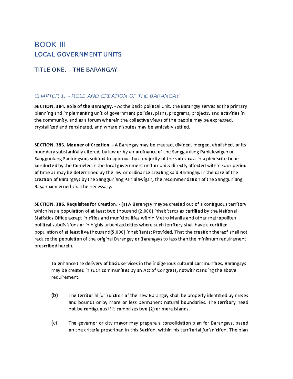 Local and Regional Governance (POLSC101): Book III, Chapters 1-3 ...