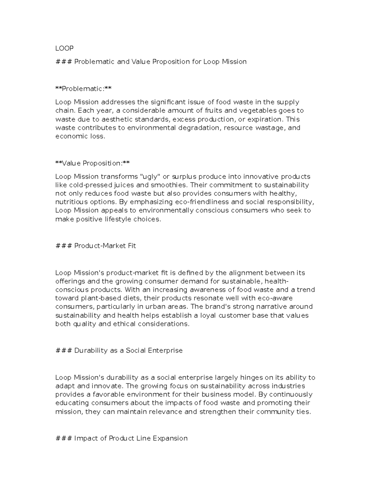 LOOP - oui - LOOP Problematic and Value Proposition for Loop Mission ...