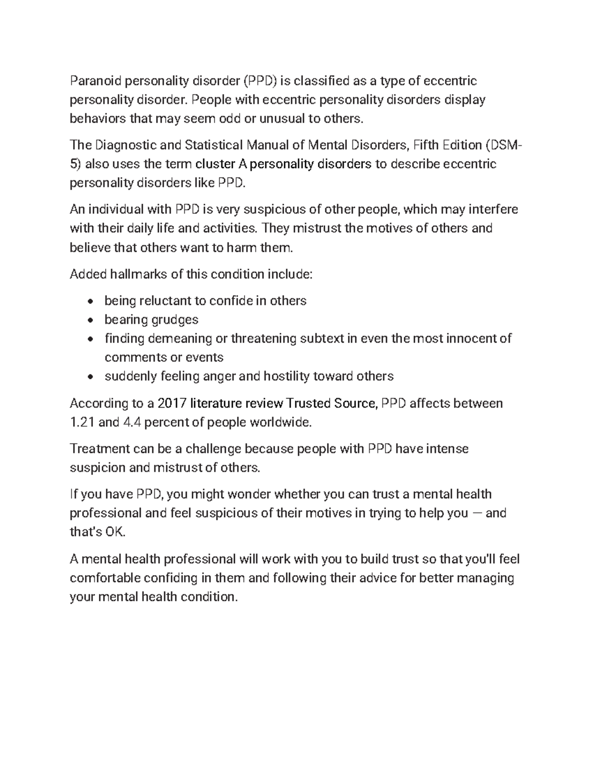 Paranoid Personality Disorder Notes - Paranoid personality disorder ...