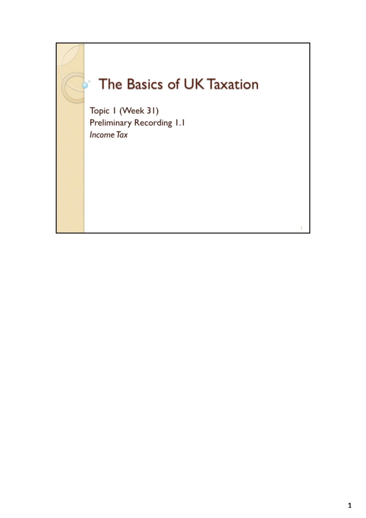 UK Taxation Fundamentals: Income Tax Principles & Legislation Overview ...