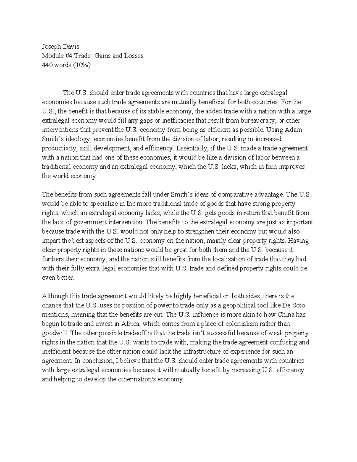 Mod #4 Position Statement: Trade Agreements with Extralegal Economies ...