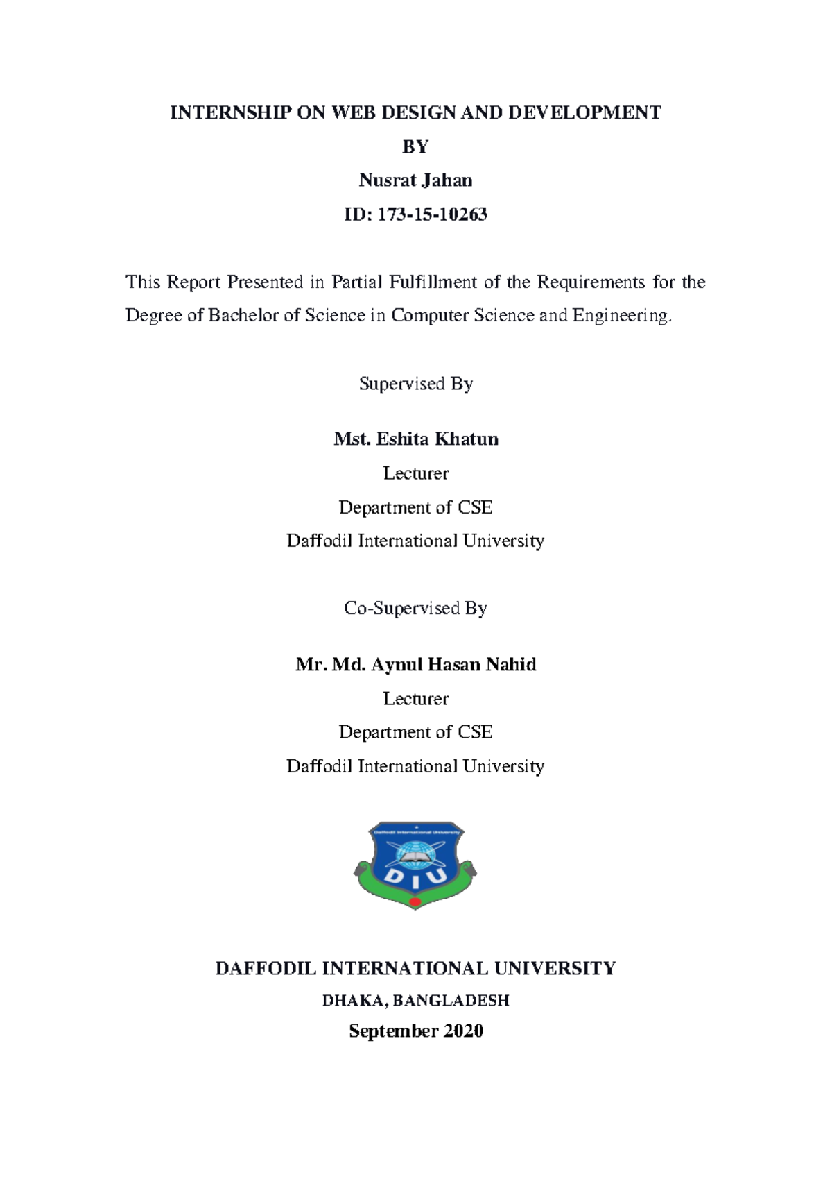 173-15-10263 (8%) - lol - INTERNSHIP ON WEB DESIGN AND DEVELOPMENT BY ...