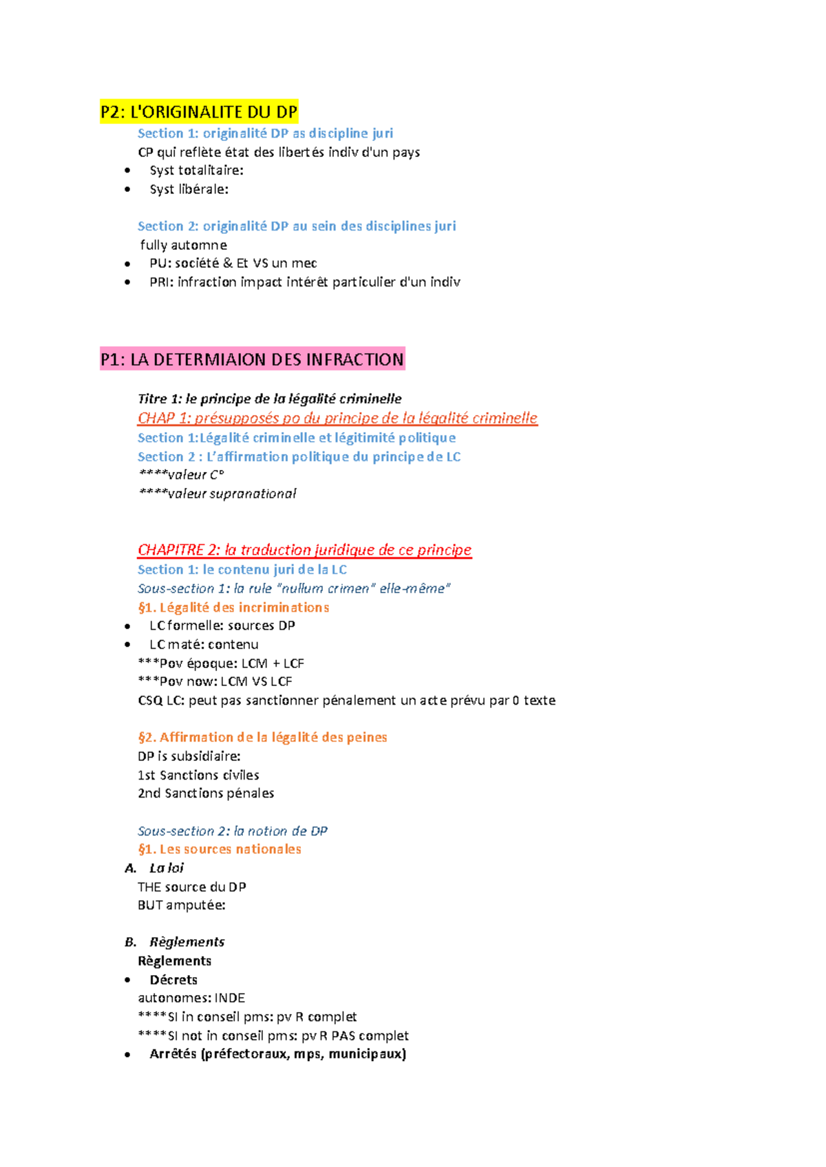 Plan détaillé droit pénal conte - P2: L'ORIGINALITE DU DP Section 1 ...