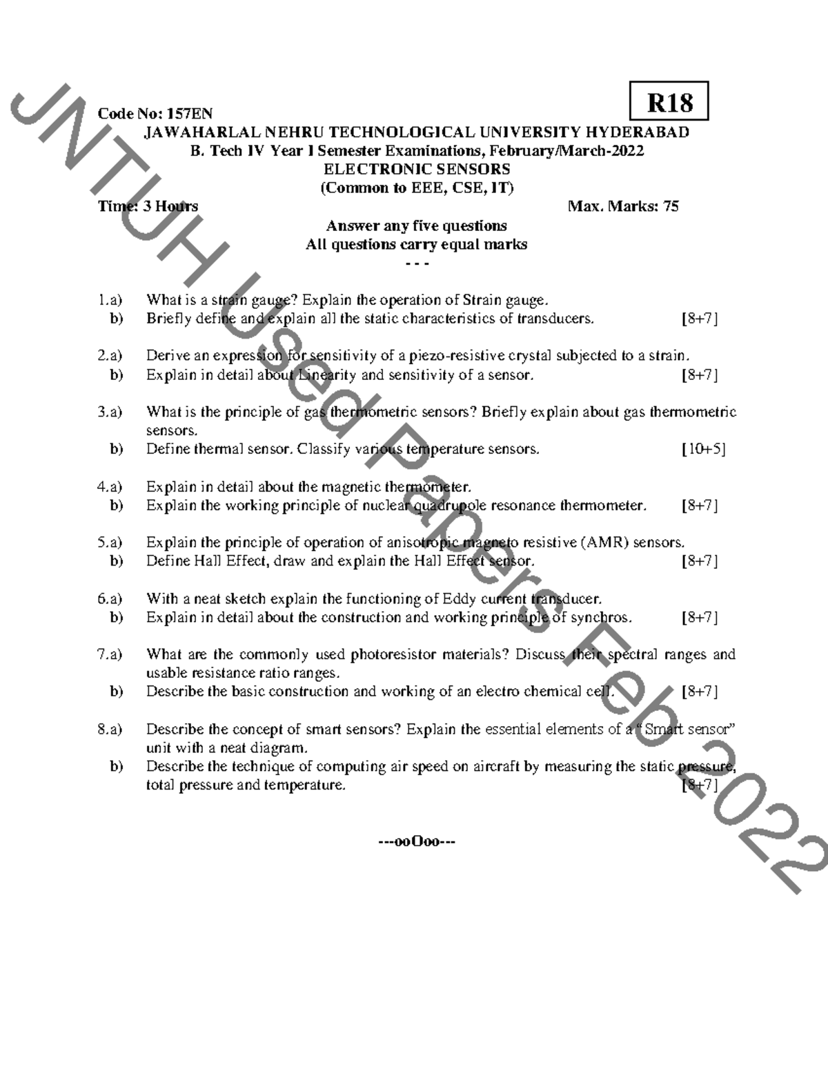 February/March 2022 - R18 Electronic Sensors Previous Year Papers - Studocu
