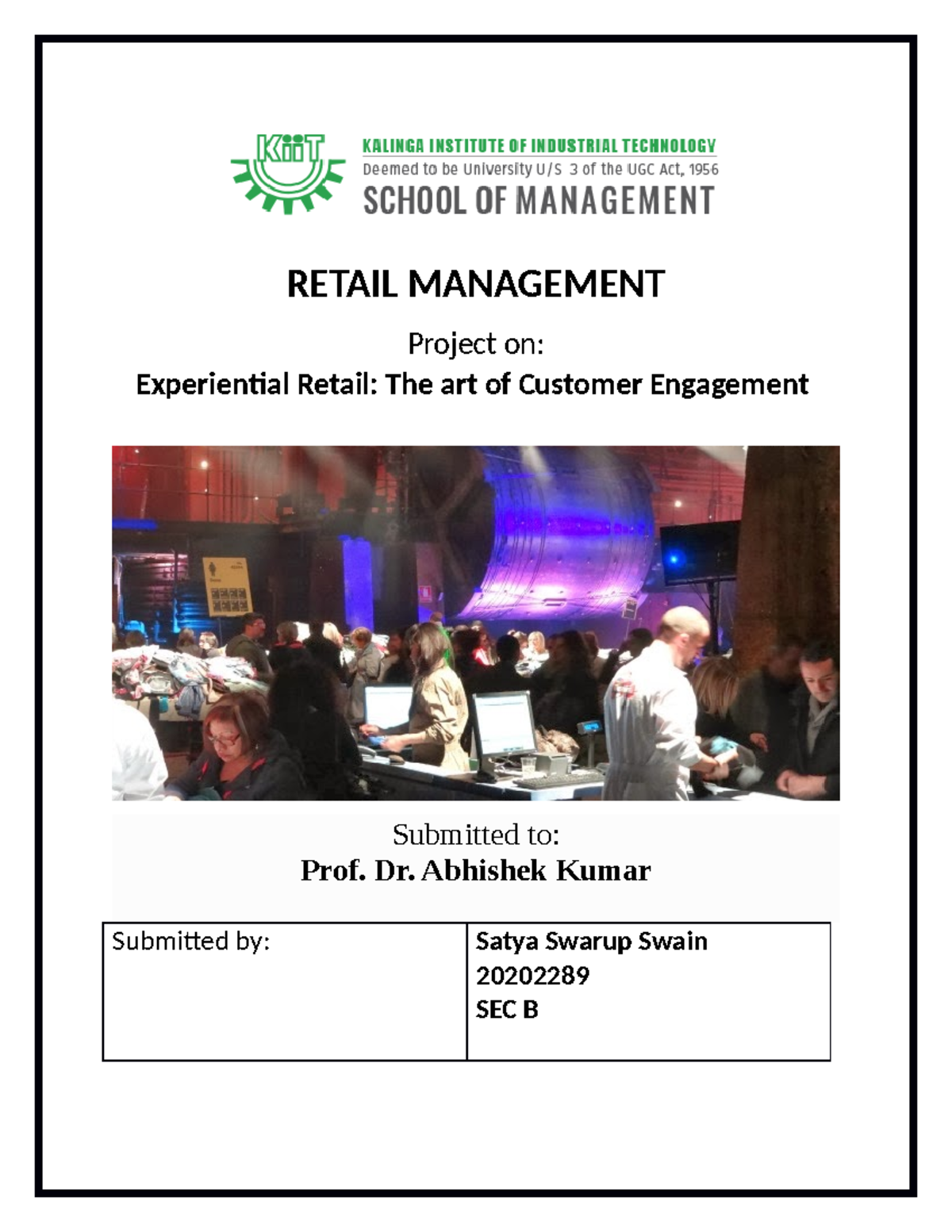 Retail Management P2 - Non - RETAIL MANAGEMENT Project on: Experiential ...