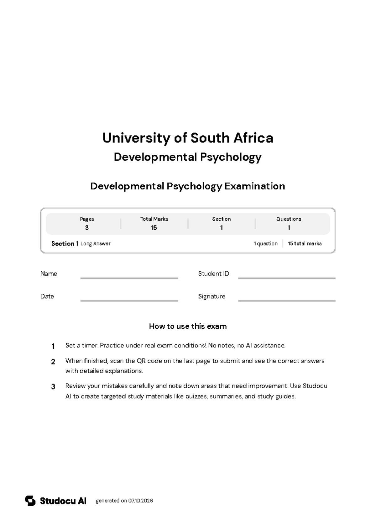Developmental Psychology Final Exam - Studocu