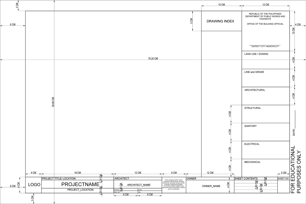 20X30 Title Block for Architectural Drawings - Educational Use - Studocu