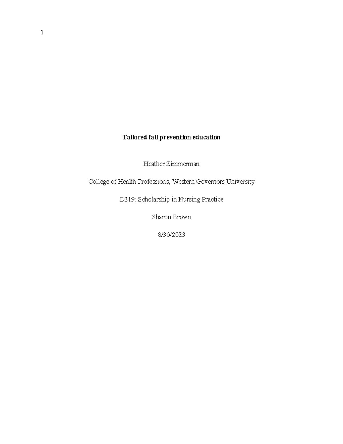 D219 - Tailored Fall Prevention Education for Medical-Surgical Patients ...