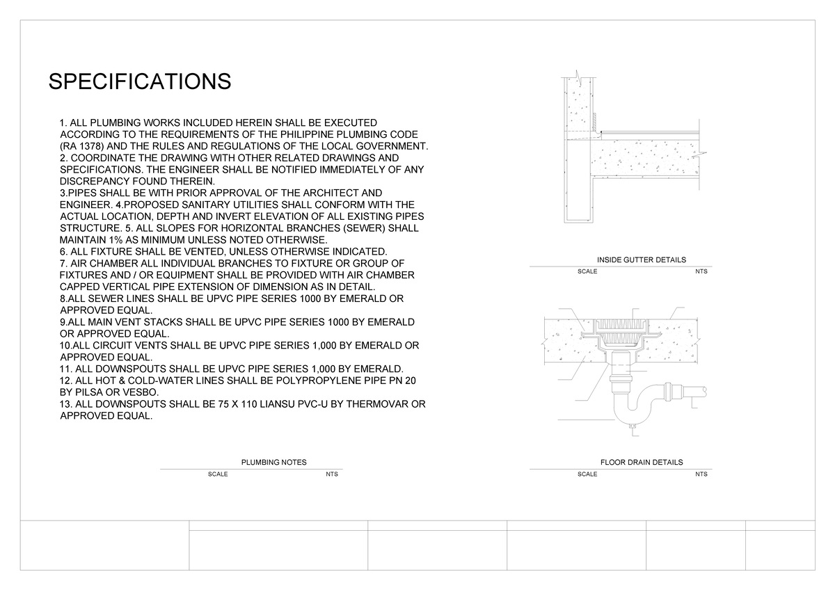 A3 Vellum Landscape - Plumbing Specifications and Requirements - Studocu