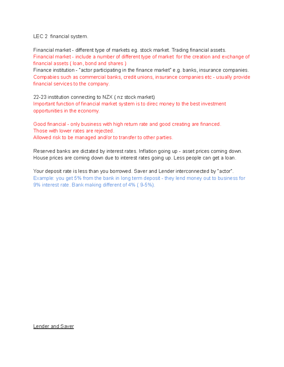 LEC 1-6 NOTE - Lecture notes from week 1 to week 6. - LEC 2 financial ...