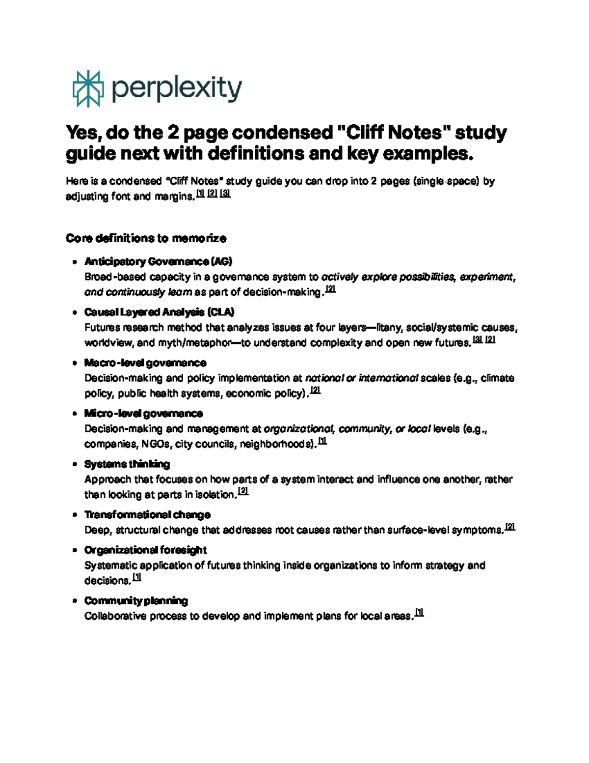 Last 3 Class Cliff Notes: Anticipatory Governance & Causal Layered ...