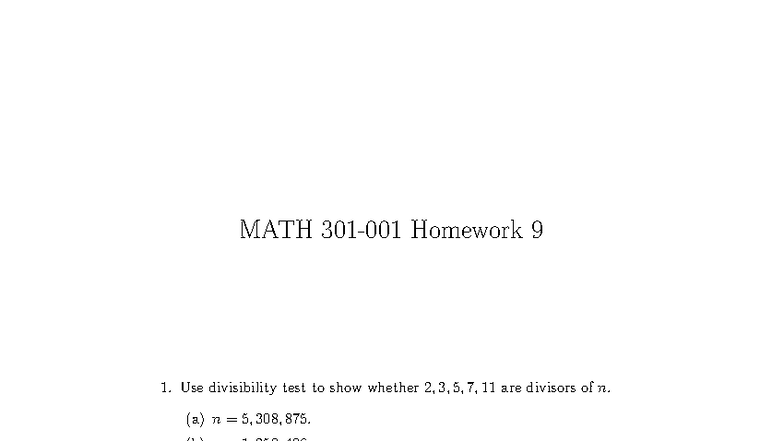 Soln MATH 09 - Homework 9 Solutions & Explanations - Studocu