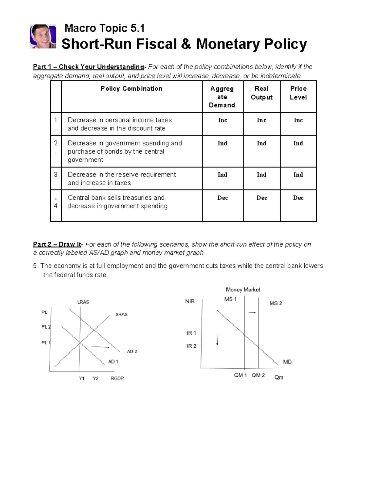 Macro Topic 5.1 - Fiscal and Monetary Policy Analysis Part 1-3 - Studocu