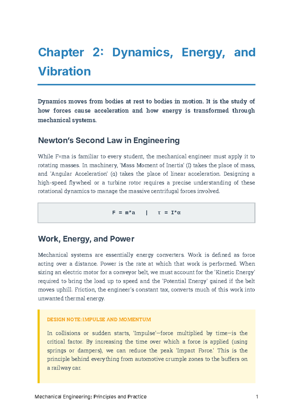 Chapter 2: Dynamics, Energy, and Vibration in Mechanical Engineering ...