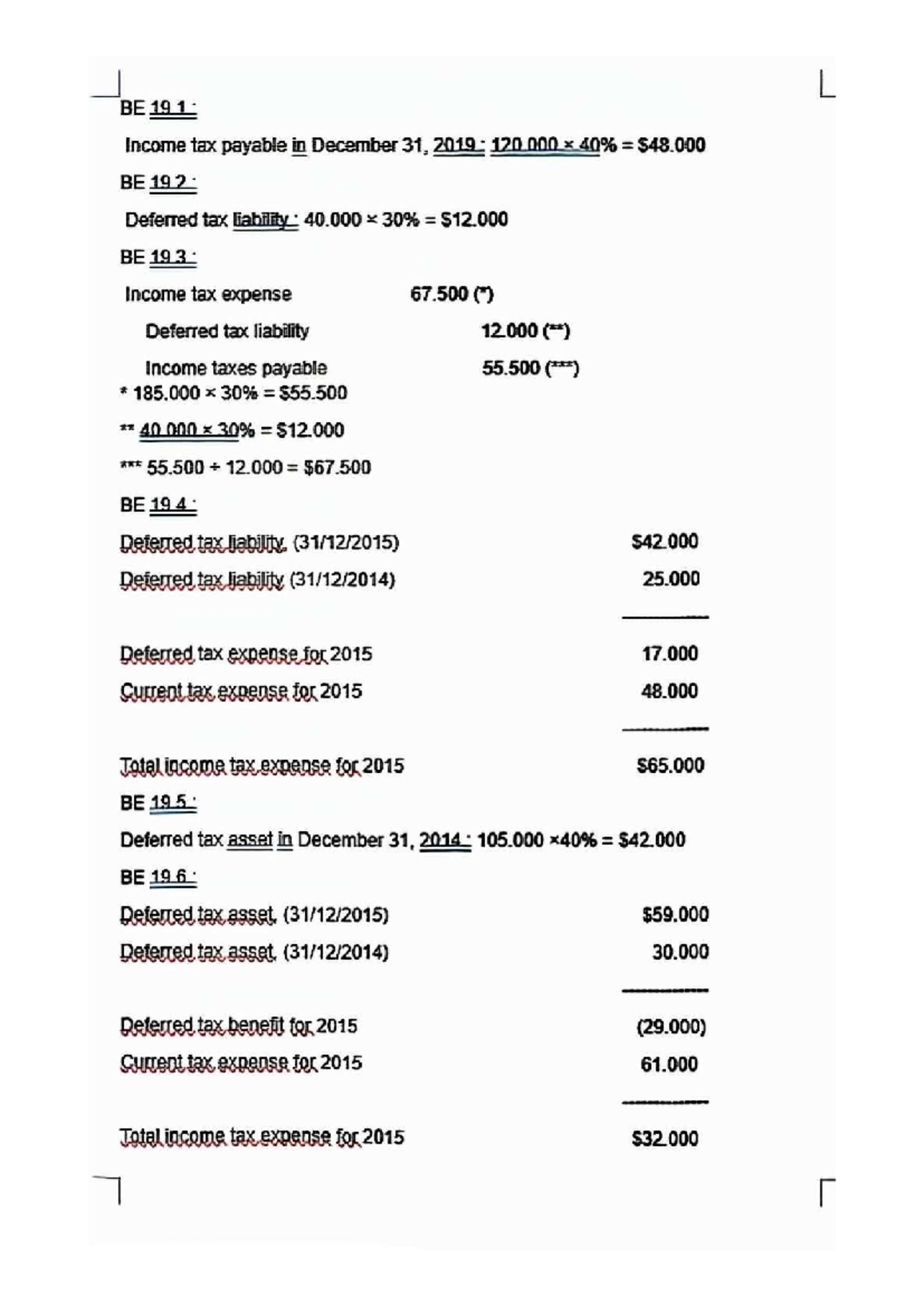 BE 191 Income Tax Payable & Deferred Tax Liabilities Analysis - Studocu