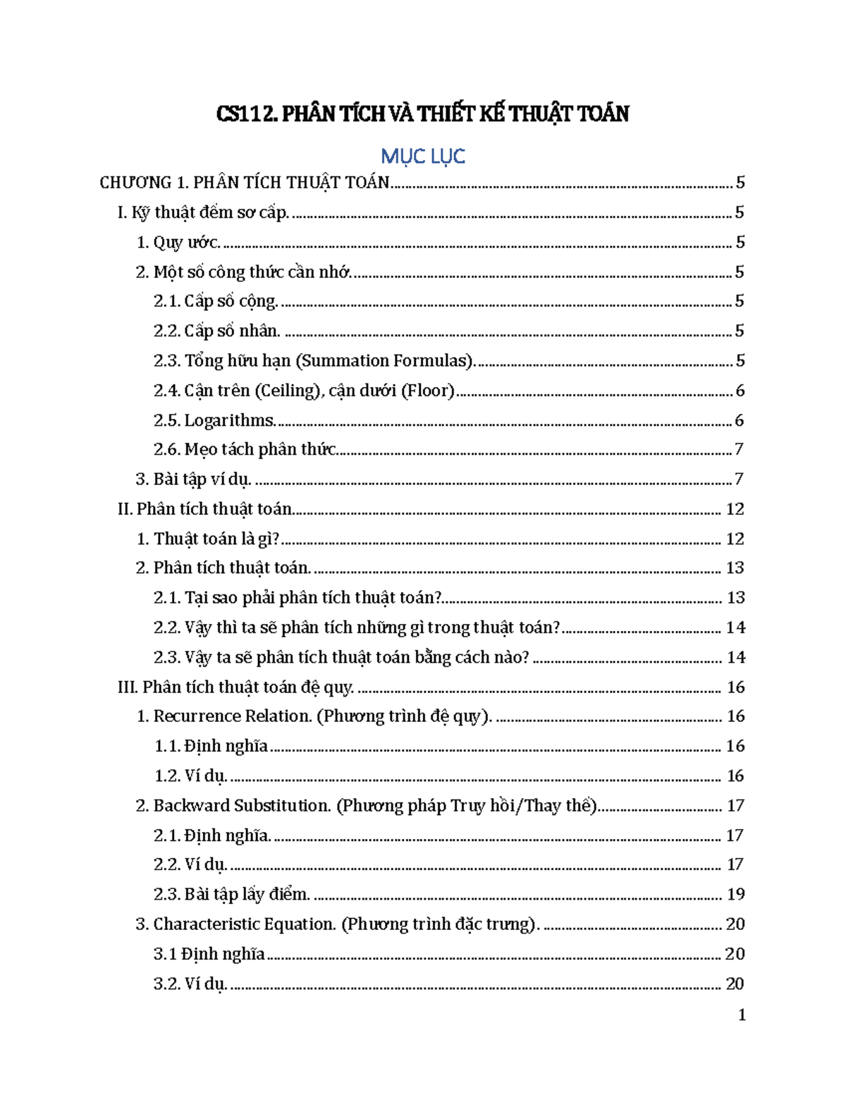 CS112 - Tài liệu Phân tích và Thiết kế Thuật Toán - Document Preview