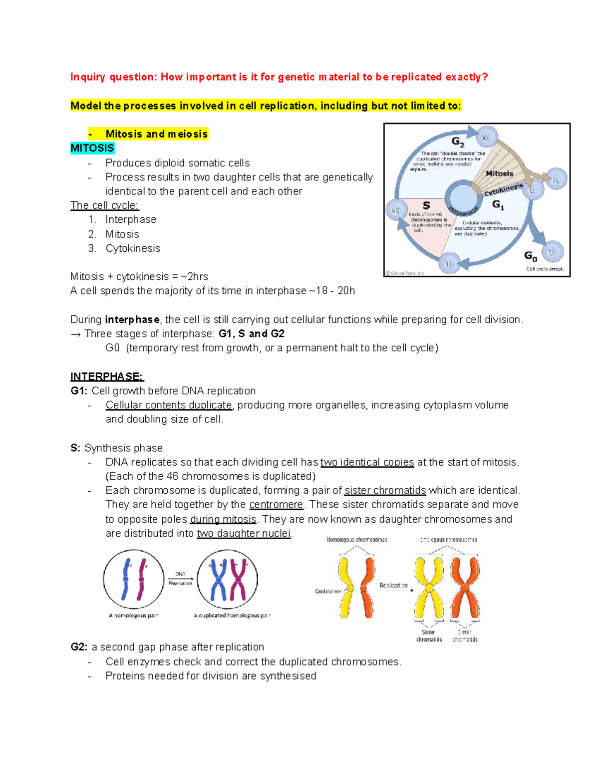 MOD 5 Notes: Heredity and Cell Replication Processes (5.2) - Studocu