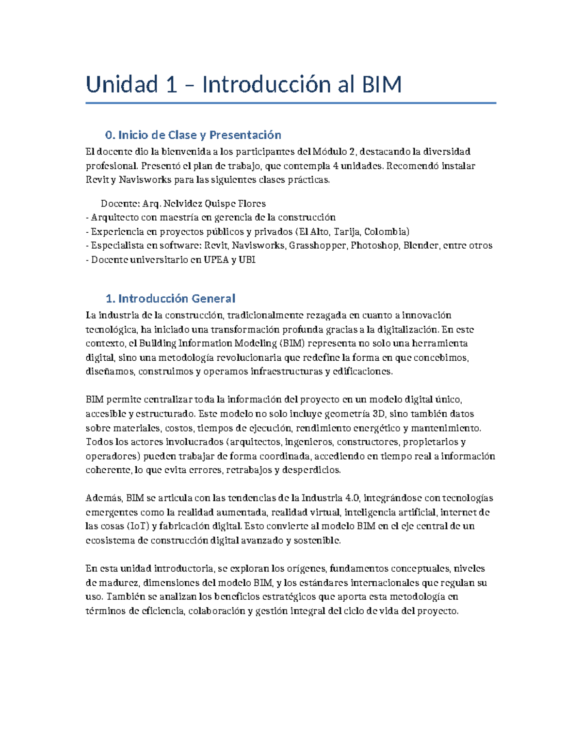 Unidad 1: Introducción Ampliada al BIM - Módulo 2 - Studocu