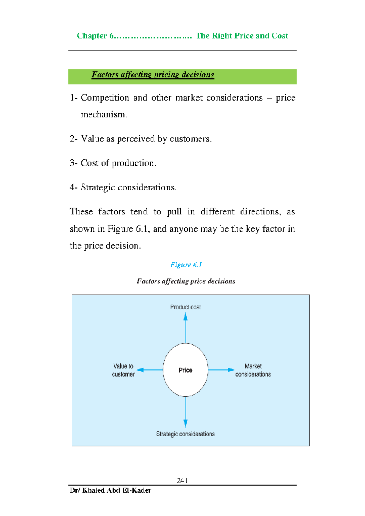 Chapter 6: The Right Price and Cost Factors in Pricing Decisions ...