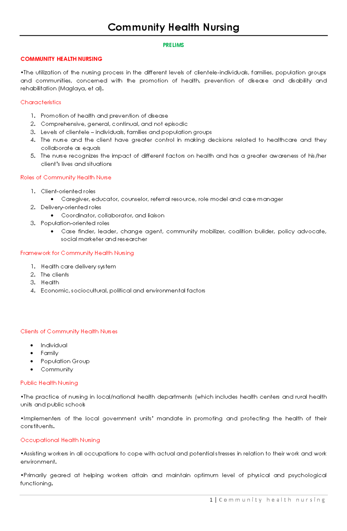 Community Health Nursing Concepts and Roles: An In-Depth Overview - Studocu