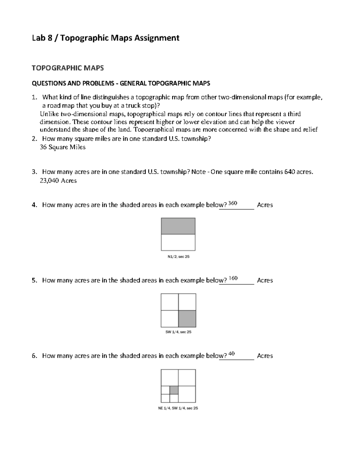 Topographic Maps Assignment: Lab 8 Questions and Problems - Studocu