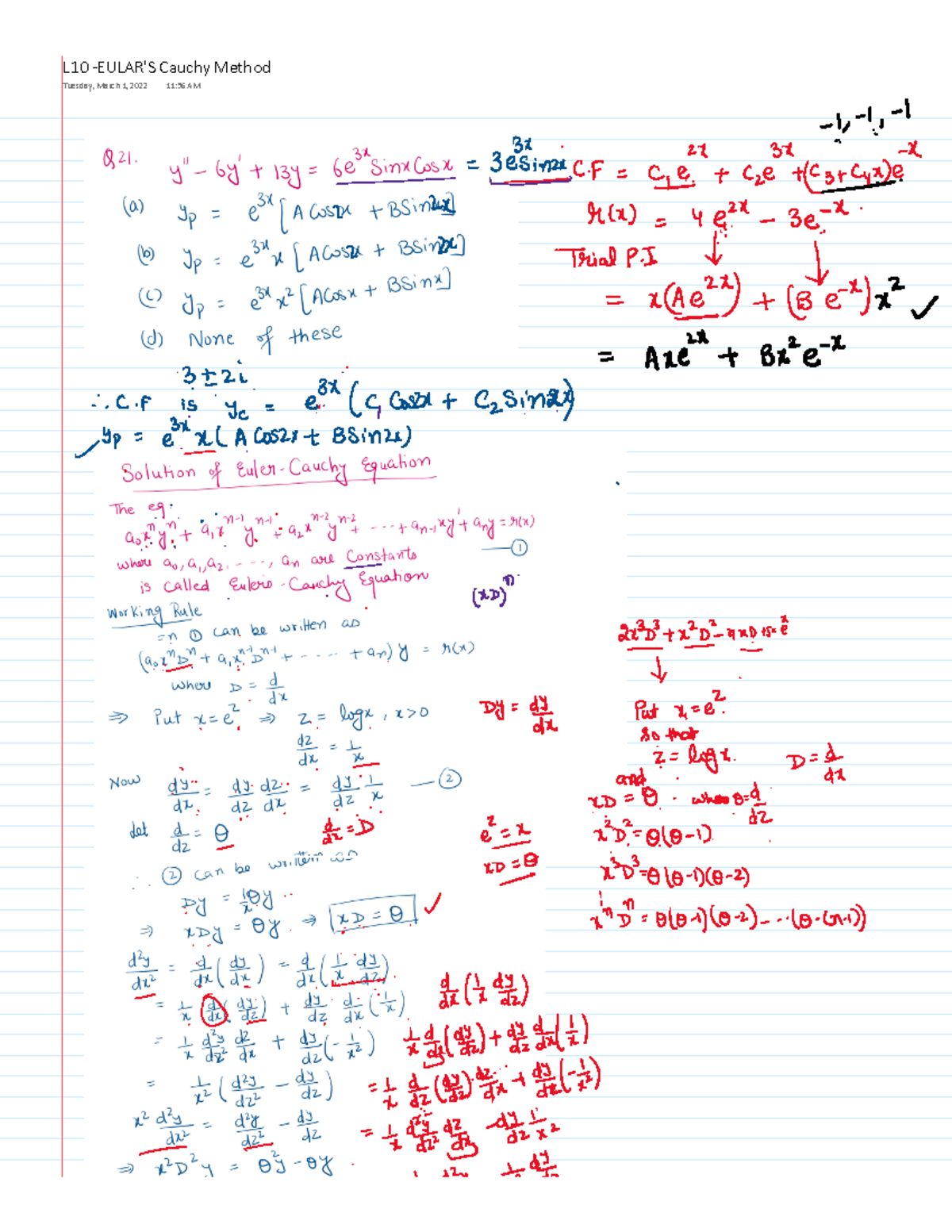 L10 MTH166 Cauchy Method Solutions and Analysis Notes - Studocu